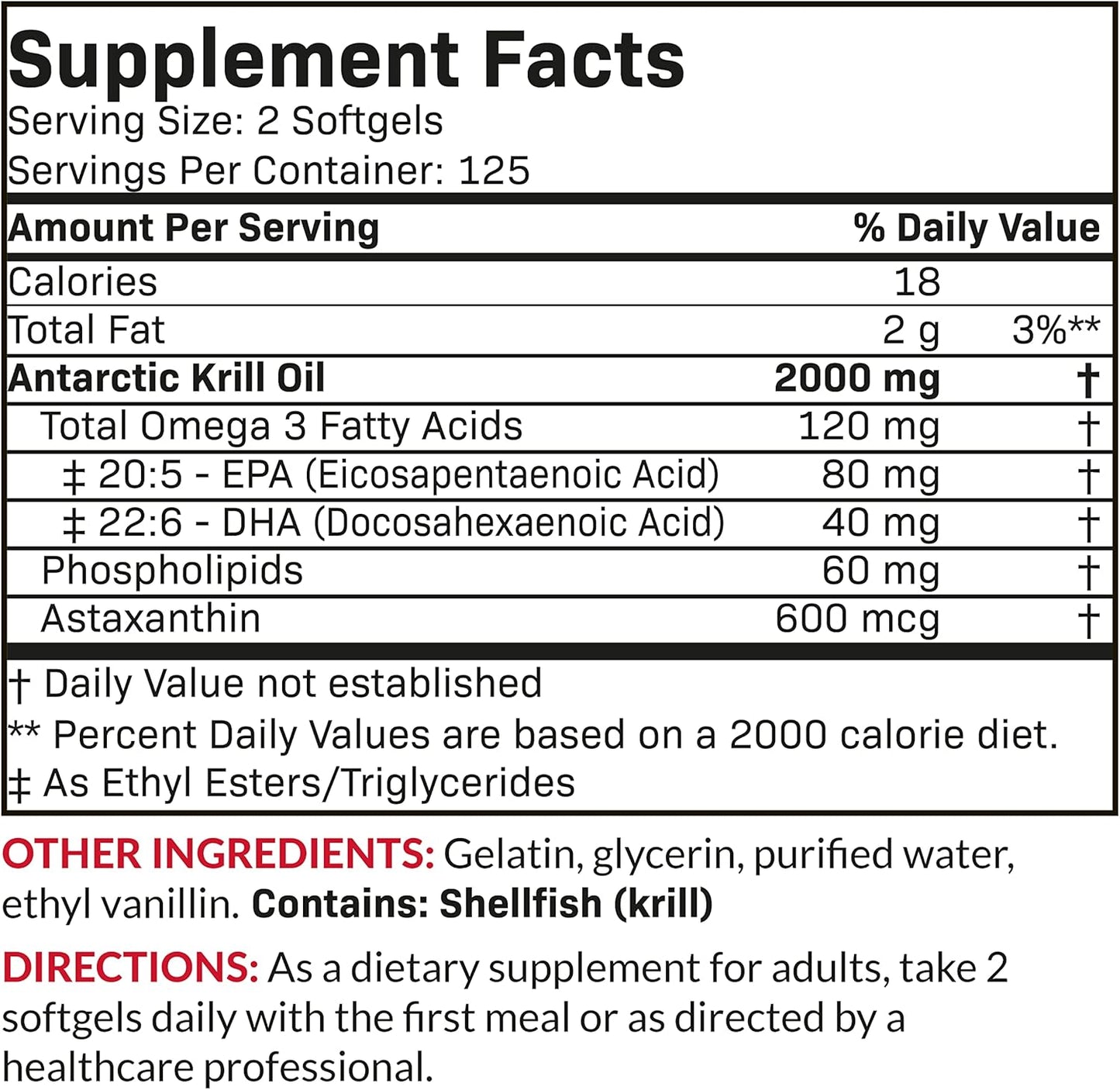 Premium Futurebiotics Antarctic Krill Oil 2000mg Softgels with Astaxanthin - Heavy Metal Tested, Non GMO - 250 Count