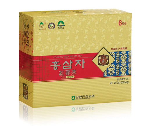 Premium Gangwoninsam 6 Year Korean Red Ginseng Tea - 150g Total, Authentic Korean Red Ginseng Extract, Individually Packaged Tea Packets