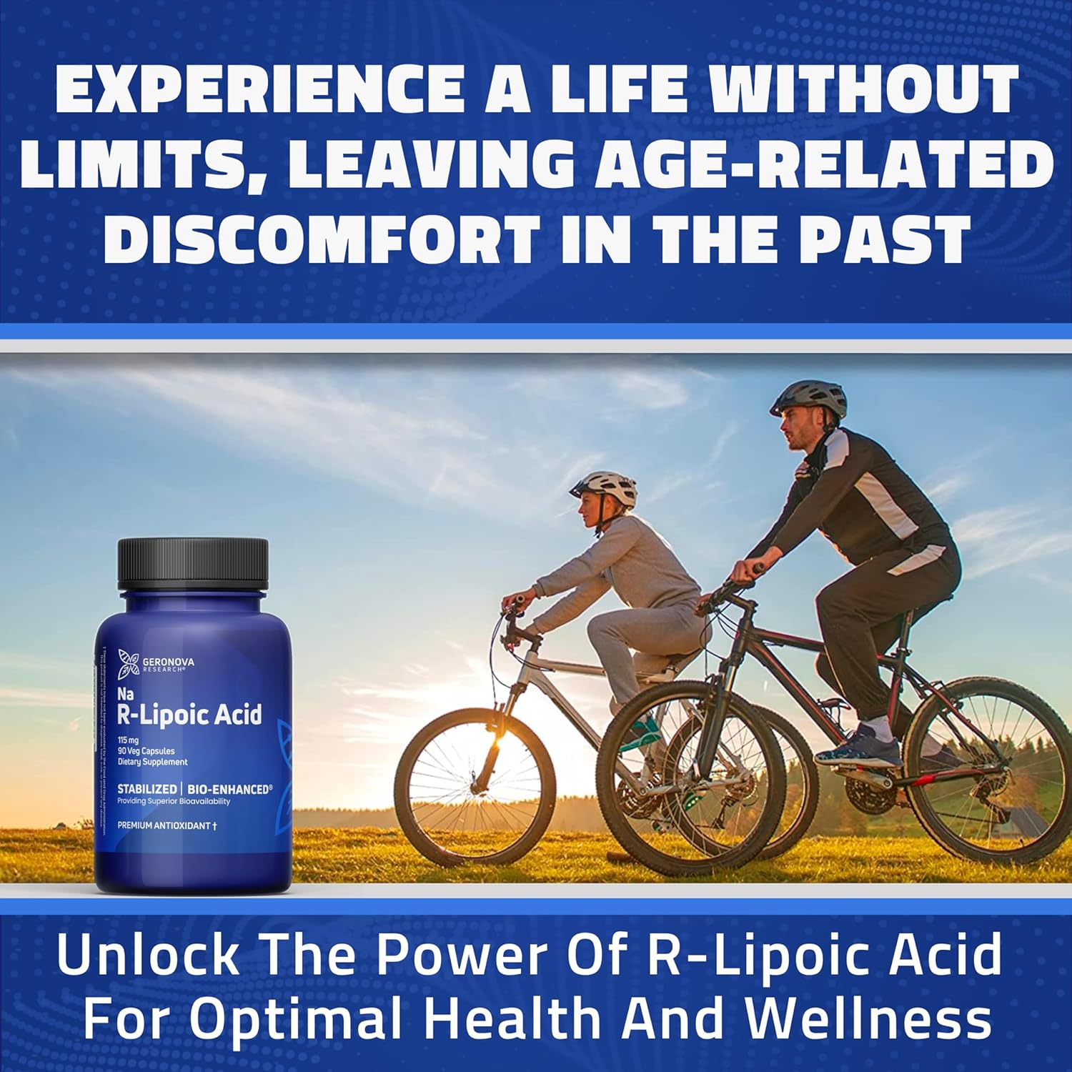 Premium Geronova Research R-Lipoic Acid 115mg Capsules - Enhanced Bioavailability for Metabolic Health & Anti-Aging - Gluten Free & Non-GMO