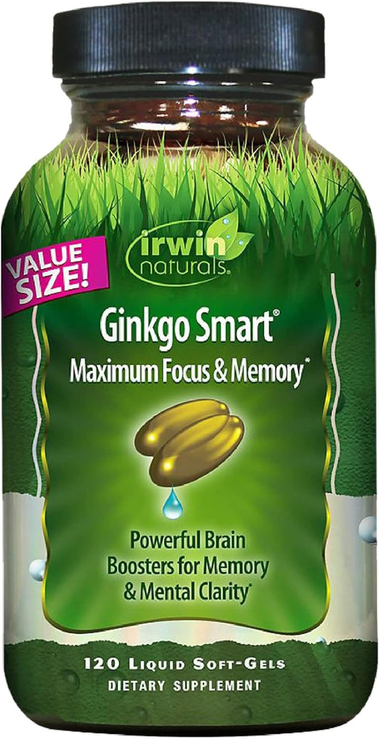 Premium Ginkgo Smart Nootropic Brain Booster for Memory and Focus - 120 Liquid Softgels with DMAE, Clubmoss, Choline & Acetyl L-Carnitine