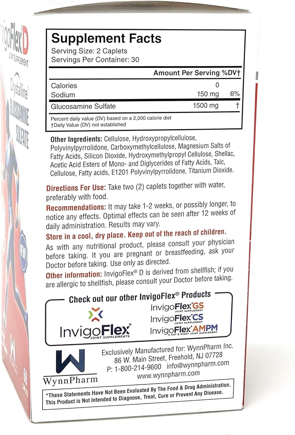 Premium Glucosamine Sulfate Joint Supplement - 1500mg, 60 Ct Caplets - Supports Knees, Hands, Back, & Hips