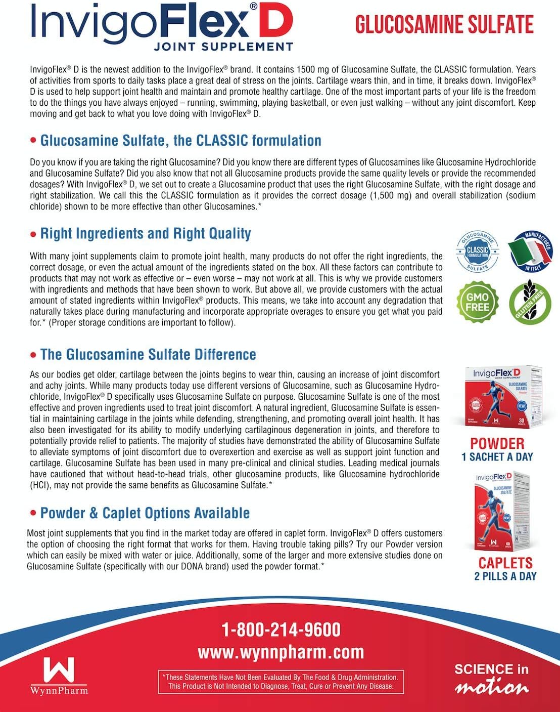 Premium Glucosamine Sulfate Joint Supplement - 1500mg, 60 Ct Caplets - Supports Knees, Hands, Back, & Hips