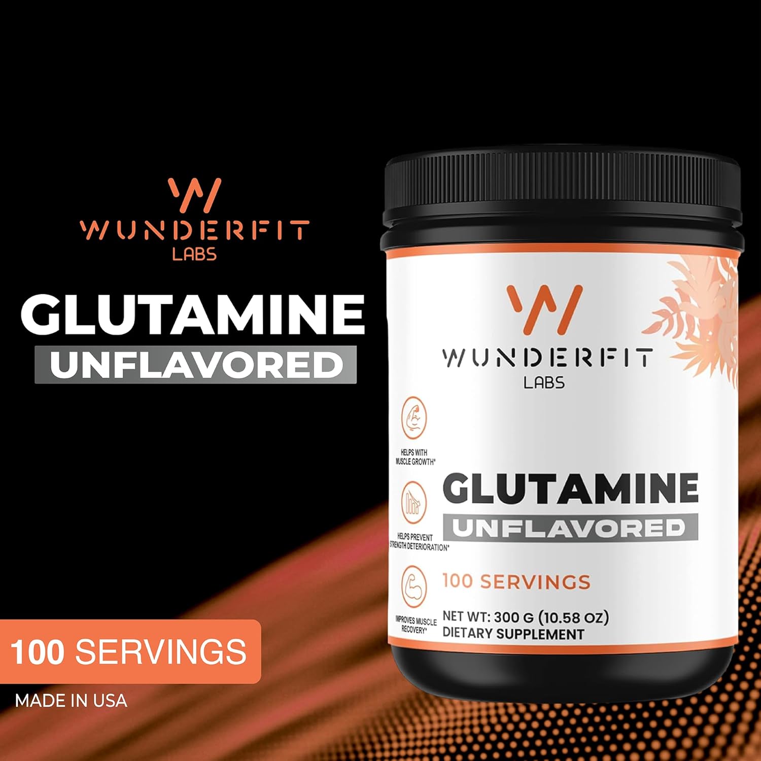 Premium Glutamine Supplement by Wunderfit Labs for Enhanced Muscle Recovery and Immune Support