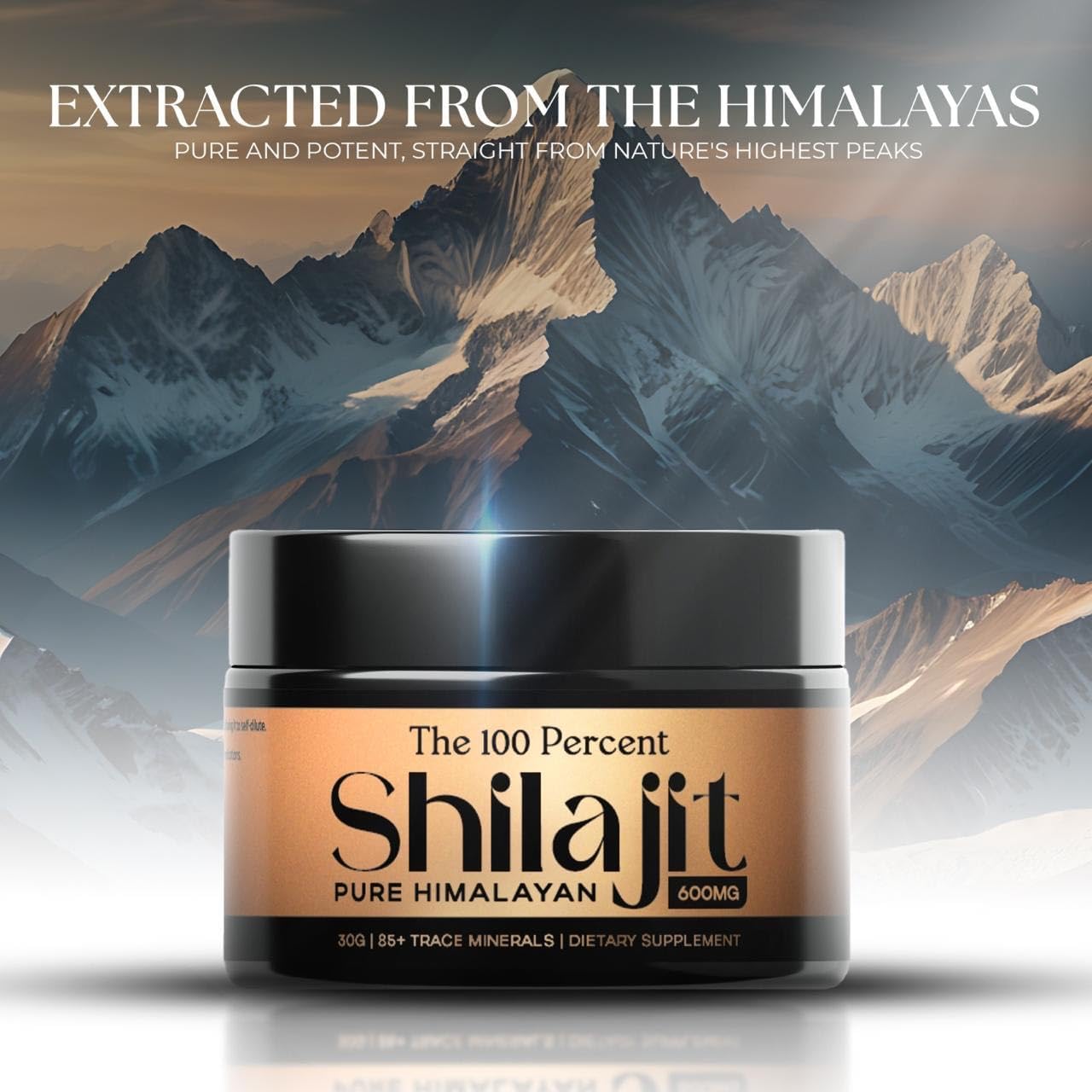 Premium Gold Grade Himalayan Shilajit Capsules 600mg - 50 Servings, Lab Tested for Maximum Potency, 85+ Trace Minerals for Men & Women from Highest Altitude