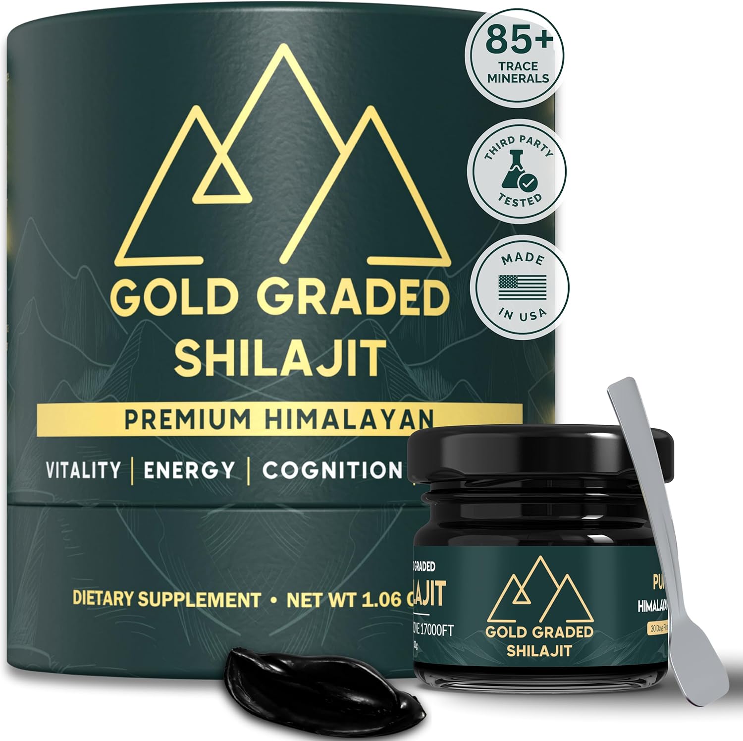 Premium Gold Grade Shilajit Resin 30g | 500mg High Potency Pure Himalayan Organic Supplement with 85+ Trace Minerals & Fulvic Acid | Boost Energy & Immune Support for Men & Women