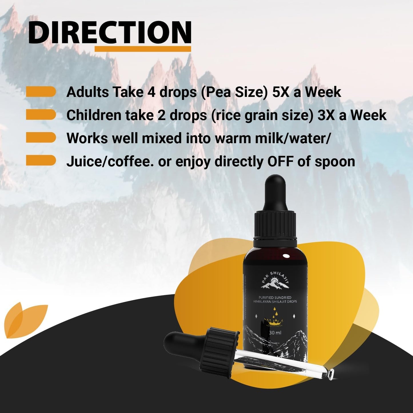 Premium Gold Graded Himalayan Shilajit Liquid Drops - 30ML Pack, Rich in Fulvic & Humic Acid, Directly Sourced Above 17000FT