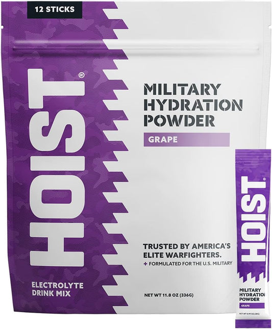 Premium Grape Electrolyte Drink Mix Powder Stick Pack - 12 Sticks - HOIST Military Hydration