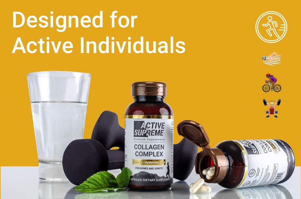Premium Grass Fed Beef Collagen Pills with Vitamin C and Hyaluronic Acid - Type 2 Hydrolyzed Capsules for Joint Health