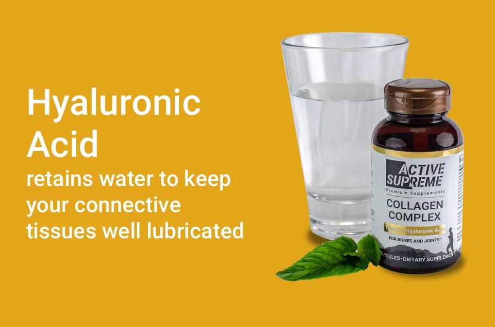 Premium Grass Fed Beef Collagen Pills with Vitamin C and Hyaluronic Acid - Type 2 Hydrolyzed Capsules for Joint Health