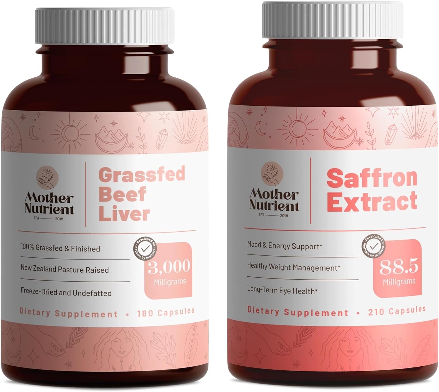 Premium Grass-Fed Beef Liver Capsules & Saffron Extract Bundle - Non-GMO & Gluten-Free Nutrient Supplements for Daily Use