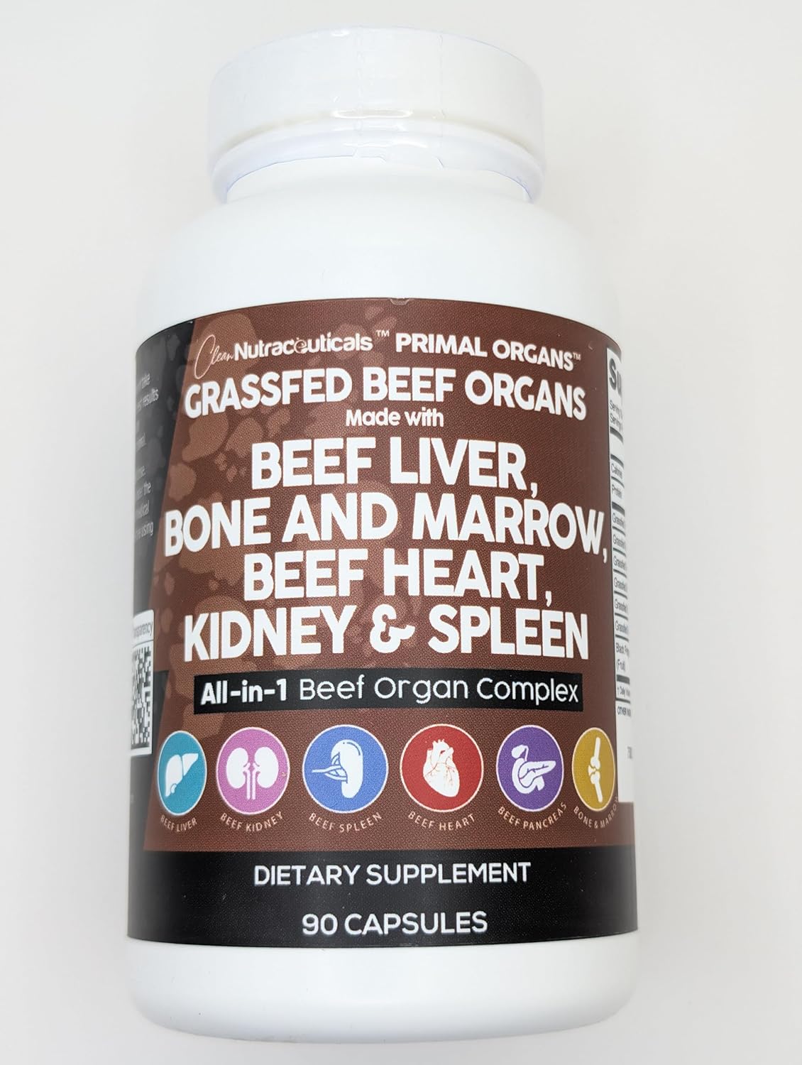 Premium Grass Fed Beef Organ Capsules with Desiccated Heart, Spleen, Pancreas, Bone Marrow - Nutrient-Rich Nutraceutical Supplement