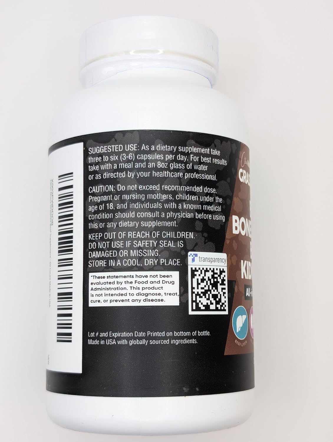 Premium Grass Fed Beef Organ Capsules with Desiccated Heart, Spleen, Pancreas, Bone Marrow - Nutrient-Rich Nutraceutical Supplement