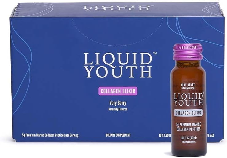 Premium Grass-Fed Collagen Peptides Powder & Berry Liquid Shots for Hair, Skin, Nails, Bone & Joint Health - Type I & III - 40 Servings for Men & Women
