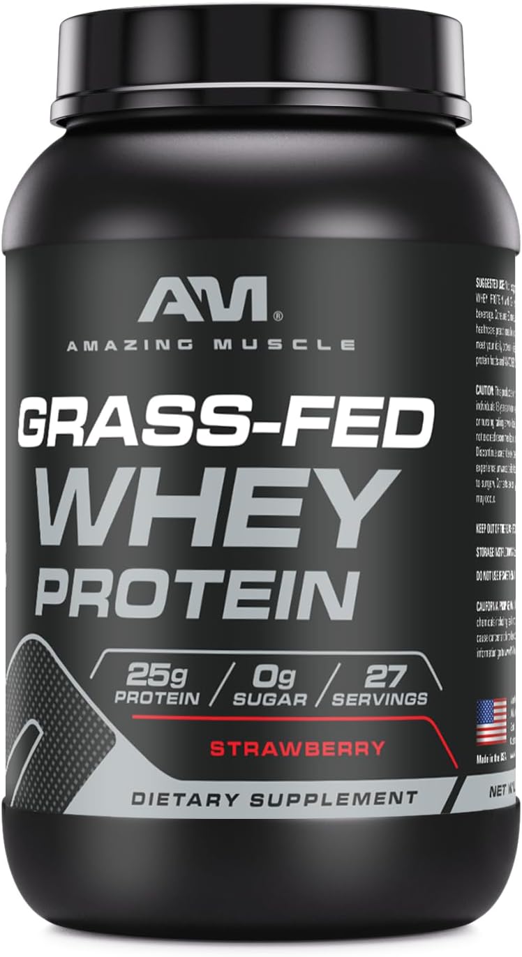 Premium Grass-Fed Whey Protein Powder | 2 Lb (907 G) | Non-GMO, Gluten-Free | Made in USA | Muscle-Boosting Supplement