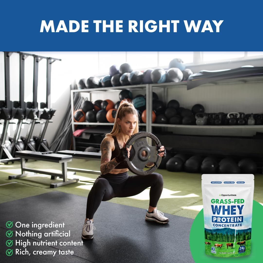 Premium Grass Fed Whey Protein Powder Concentrate - Unflavored & Unsweetened - Pure Protein Supplement for Drinks, Smoothies, Shakes, Cooking & Baking - Non GMO, Hormone Free & Gluten Free - 1 lb - BoostGo Australia