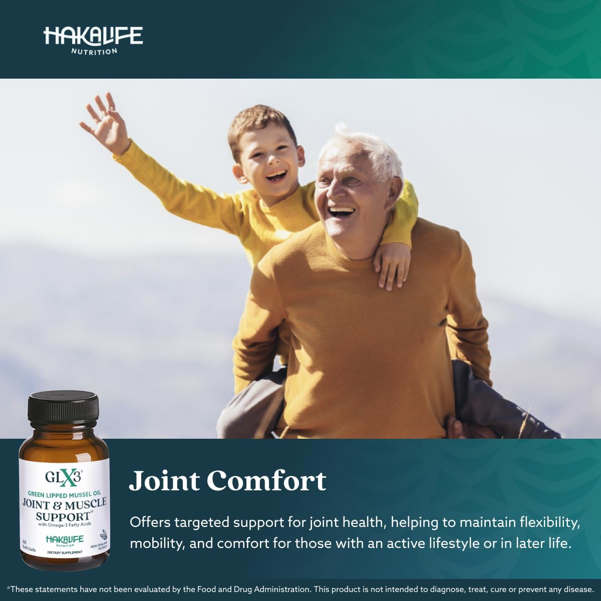 Premium HAKA Life Nutrition GLX3 Joint Support Omega-3 Supplement with New Zealand Green Lipped Mussel Oil - Enhanced Comfort, Flexibility, and Muscle Recovery - 60-Day Supply Omega 3 Capsules