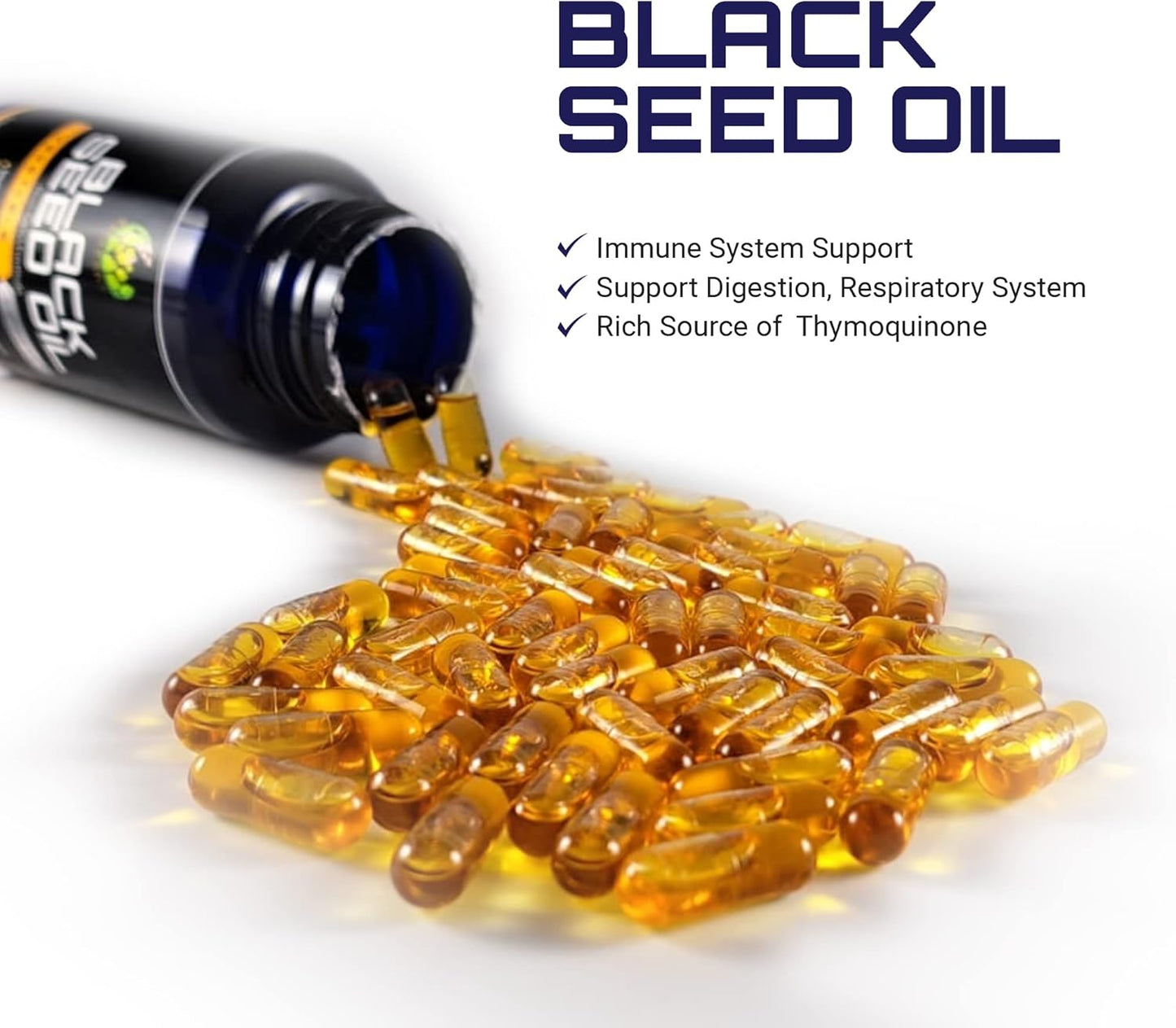 Premium Halal Non-GMO Black Seed Oil Capsules - 60 Count, 1000mg Per Serving, Cold-Pressed Vegan Supplement