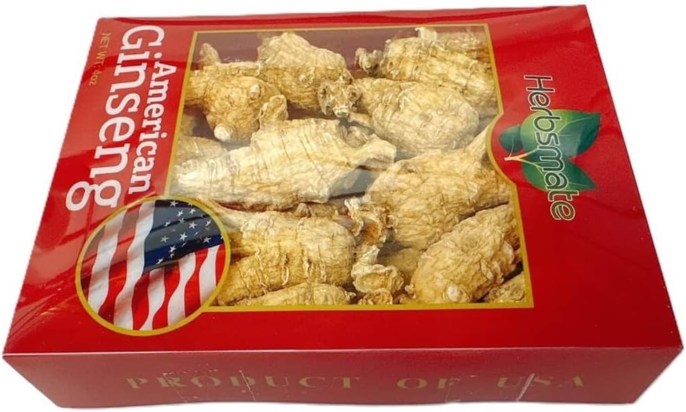 Premium Hand-Selected American Ginseng 4 Oz. Box - Green Nutrition Grade A Medium Round Size