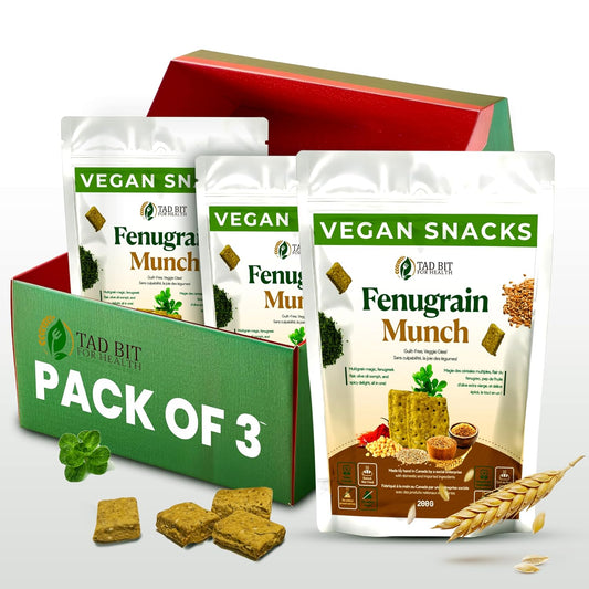 Premium Handmade Indian Fenugrain Munch Crackers - Salty Vegan Snacks, Dairy-Free, Low Calorie (3 Pack, 600g)