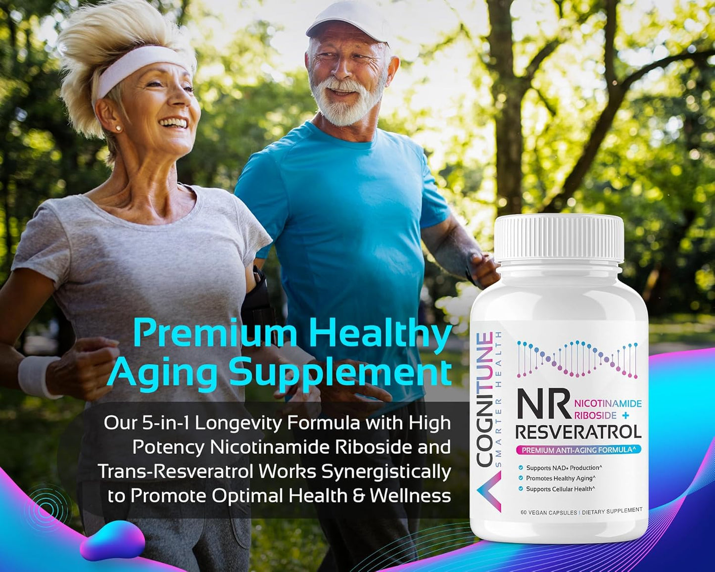 Premium Healthy Aging Supplement Bundle - Nicotinamide Riboside Complex with Resveratrol Gummies - 5-in-1 Anti-Aging Formula