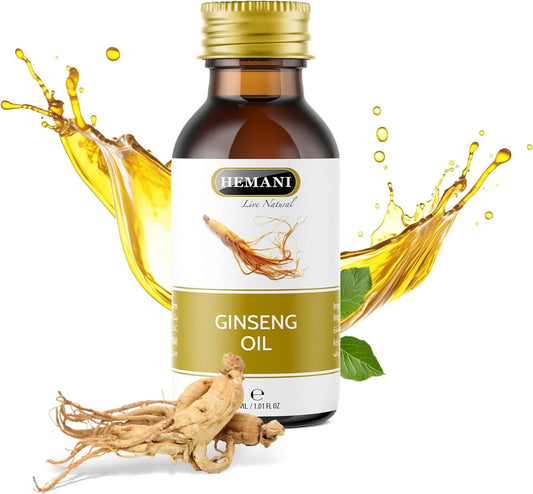 Premium Hemani Ginseng Oil 30ml for Hair and Skin Care - 100% Natural Herbal Serum for Nourishing and Revitalizing Hair & Skin - Aceite de Ginseng