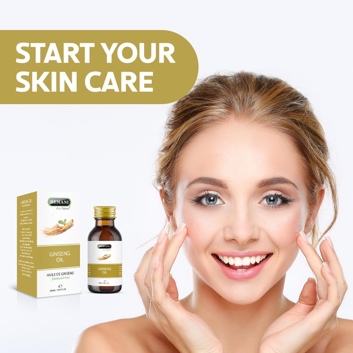 Premium Hemani Ginseng Oil 30ml for Hair and Skin Care - 100% Natural Herbal Serum for Nourishing and Revitalizing Hair & Skin - Aceite de Ginseng