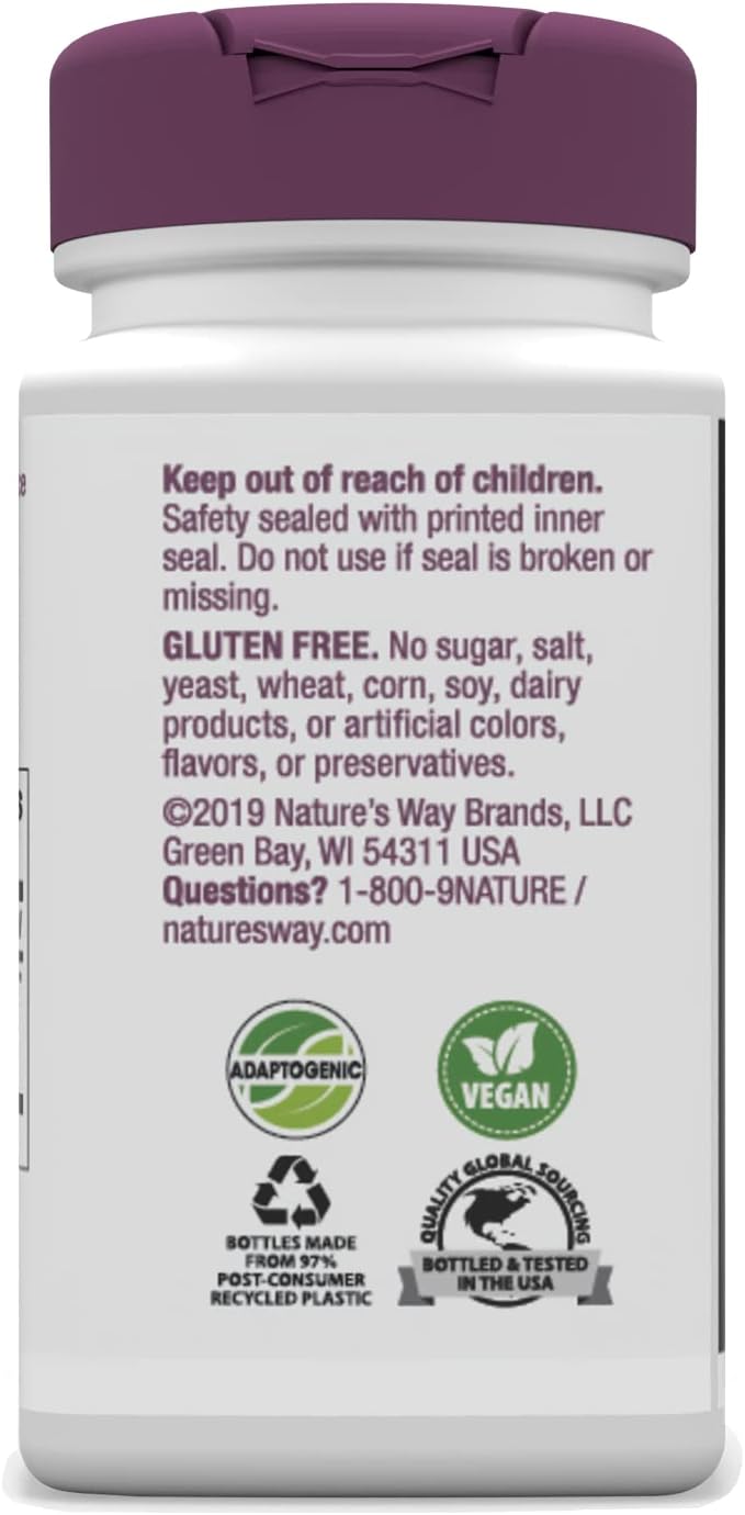 Premium Herbal Asian Ginseng Capsules by Nature's Way - Boost Energy and Fight Fatigue (60 Capsules)