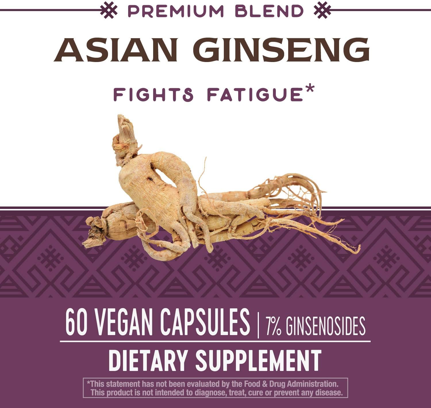 Premium Herbal Asian Ginseng Capsules by Nature's Way - Boost Energy and Fight Fatigue (60 Capsules)
