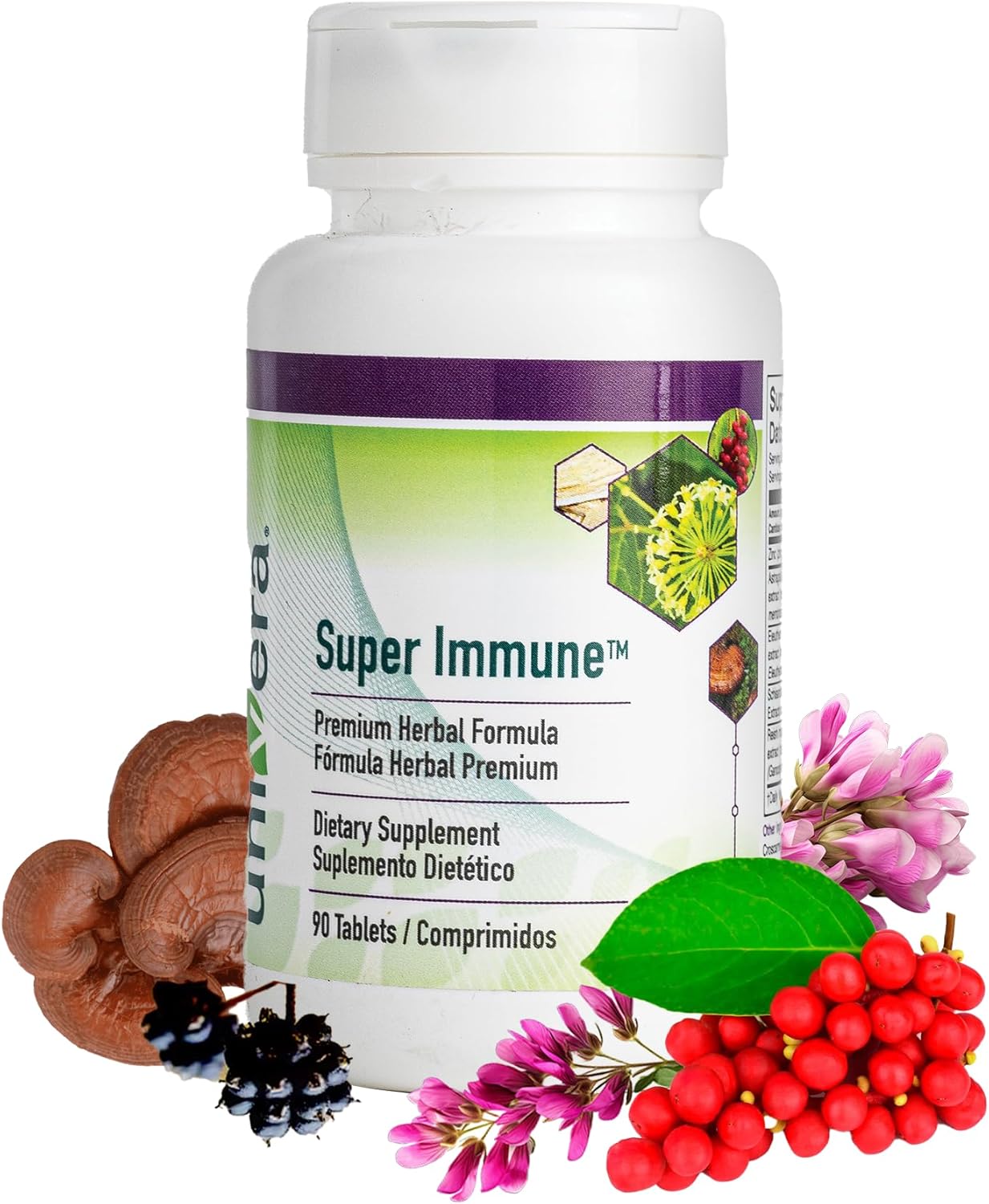 Premium Herbal Formula for Immune Health with Reishi Mushroom, Astragalus, Schisandra, and Eleuthero Extract - 90 Tablets by Univera