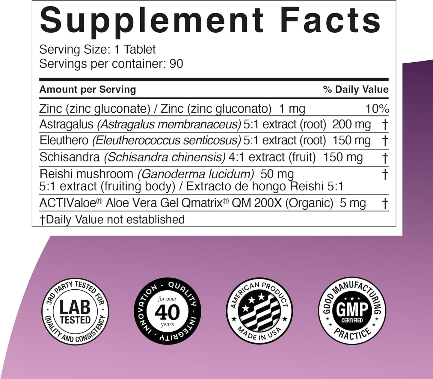 Premium Herbal Formula for Immune Health with Reishi Mushroom, Astragalus, Schisandra, and Eleuthero Extract - 90 Tablets by Univera