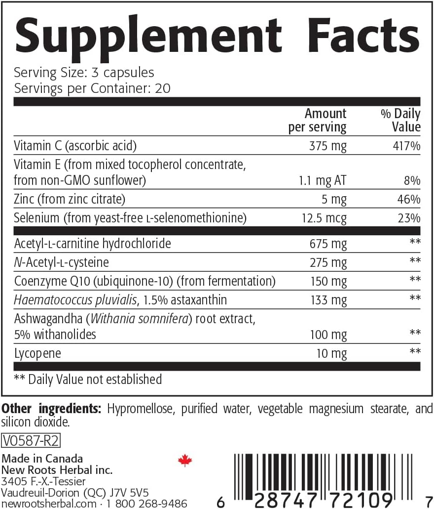 Premium Herbal Supplement with Ashwagandha, Selenium, Lycopene, and 8 Other Nutraceuticals | 60 Vegan Capsules