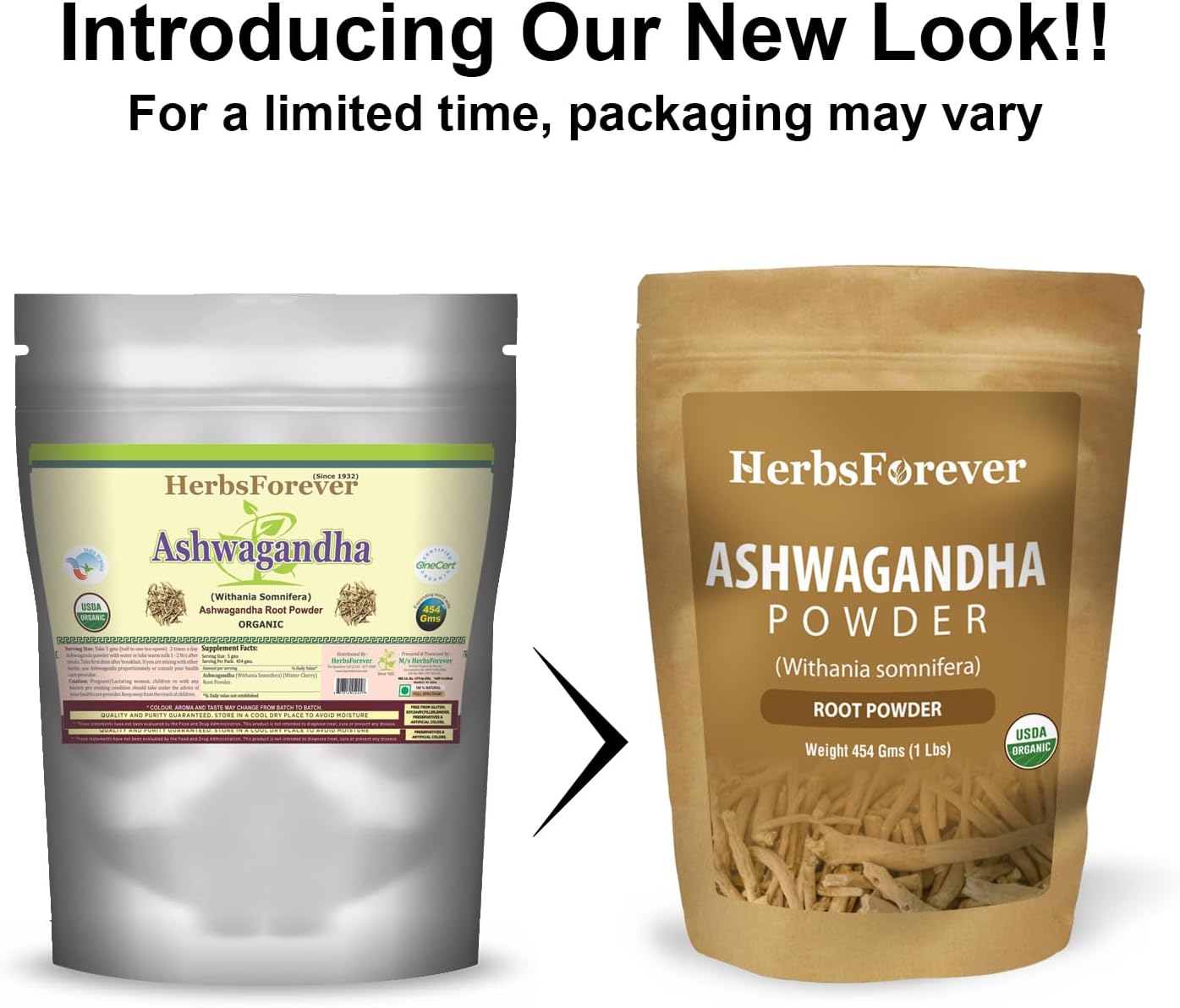Premium Herbsforever Ashwagandha Powder 454g - Indian Ginseng & Winter Cherry for Energy & Wellness - Non-GMO, Vegan, Gluten-Free