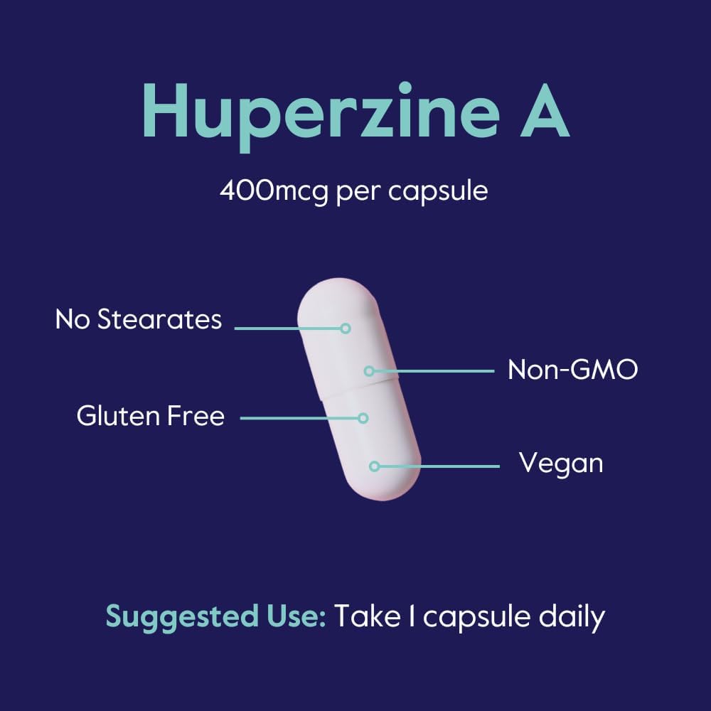 Premium Huperzine A 400mcg Supplement - 120 Vegan Capsules - Non-GMO & Gluten-Free - No Stearates Included