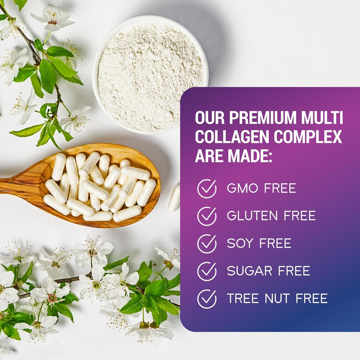 Premium Hydrolyzed Collagen Peptides Supplement for Hair, Skin, Nails, Joints, and Bones - Grass Fed, Non-GMO - 120 Capsules