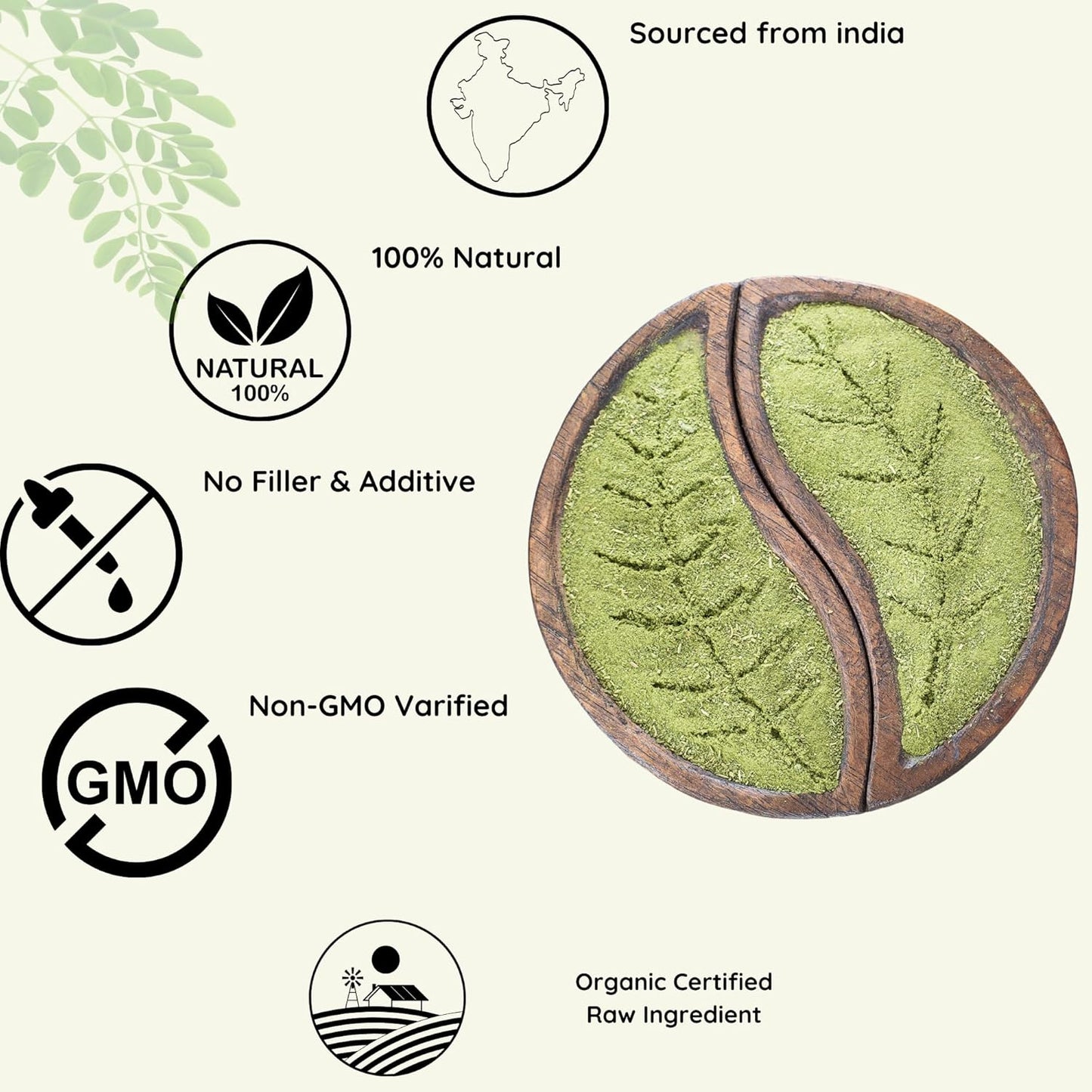 Premium Indian Moringa Leaf Powder 5.3oz Pack - Natural Vitamin Superfood for Immune Health and Energy Boost