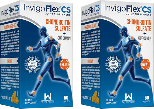 Premium INVIGOFLEX Chondroitin Sulfate & Turmeric Curcumin Joint Supplement - Non GMO for Knee, Hand, Back, & Hip - 2 Pack