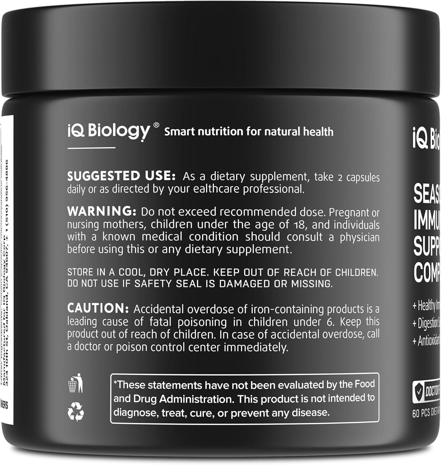 Premium IQ BIOLOGY Quercetin with Bromelain Capsules for Immune Support - Non GMO Supplement - 2 Pack (120 Capsules)