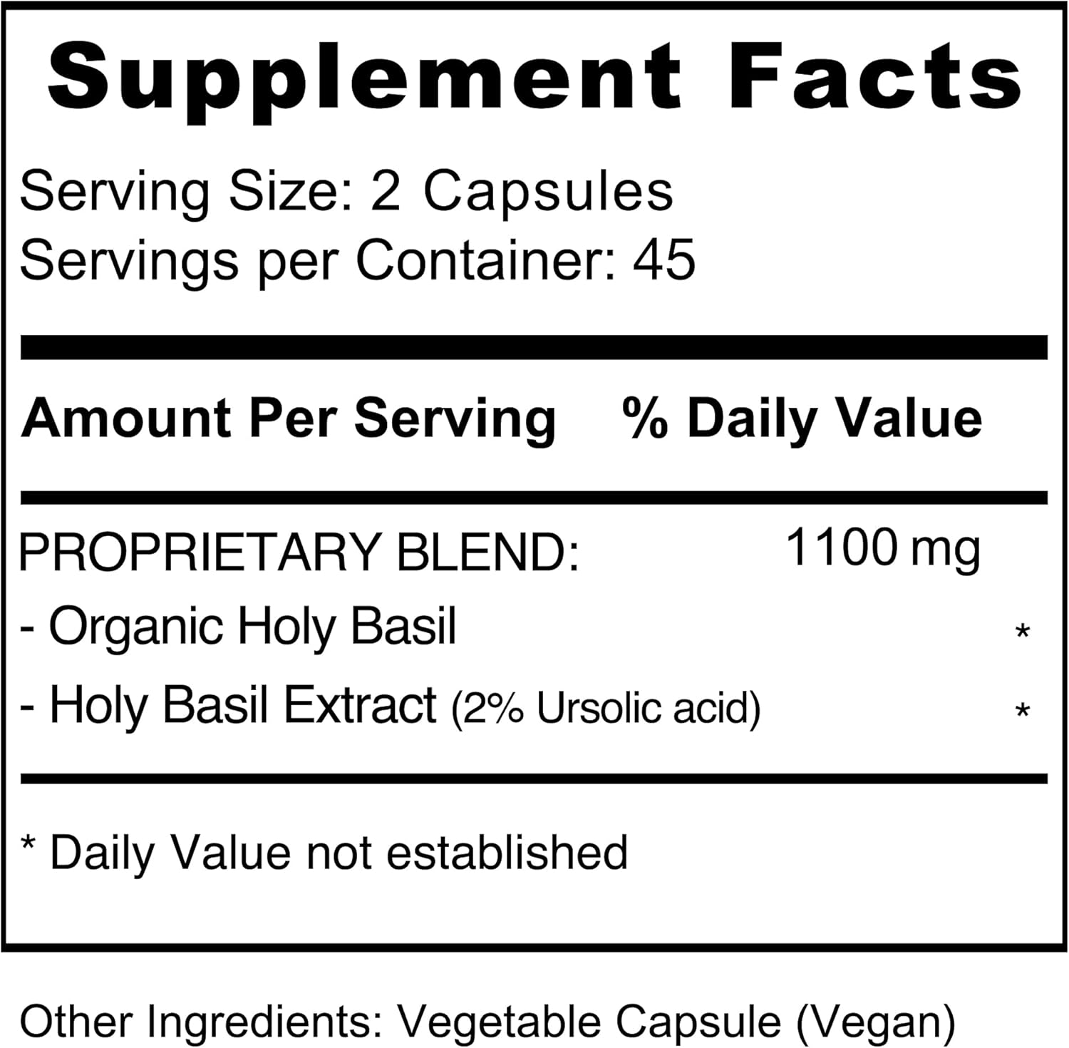 Premium Jiva Botanicals Holy Basil Capsules with Tulsi Powder - Natural Ayurvedic Herb Supplement - 90 Vegan Capsules