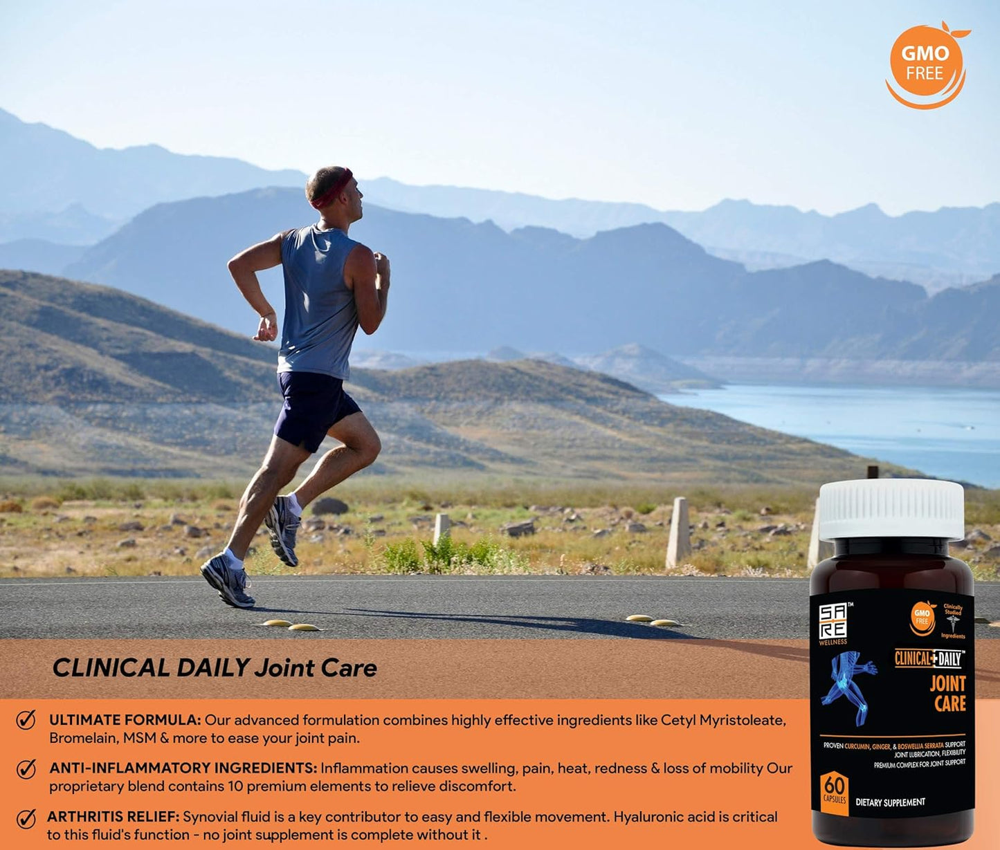 Premium Joint Support Supplement with Ginger, Turmeric, Hyaluronic Acid, and More - 60 Capsules