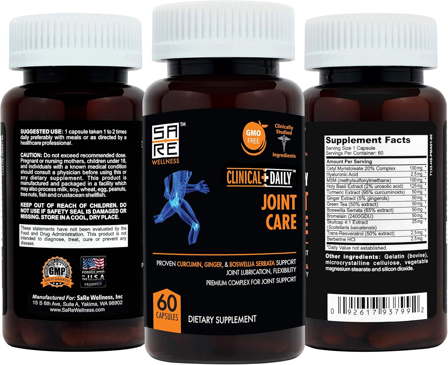 Premium Joint Support Supplement with Ginger, Turmeric, Hyaluronic Acid, and More - 60 Capsules