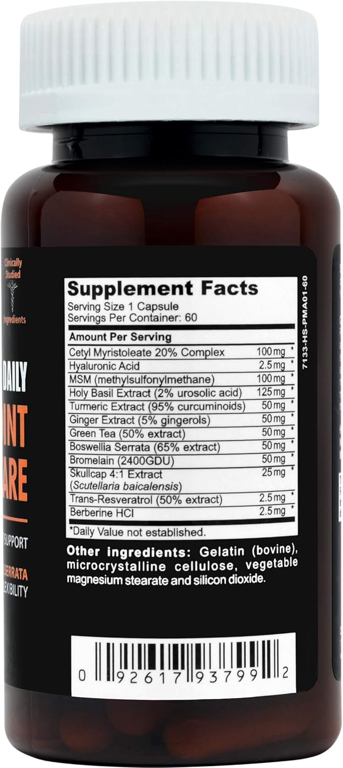 Premium Joint Support Supplement with Ginger, Turmeric, Hyaluronic Acid, and More - 60 Capsules