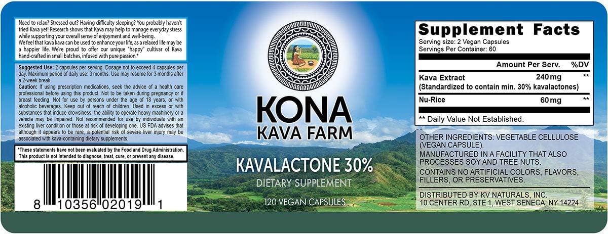 Premium Kava Extract Capsules with 30% Kavalactone - 120 Capsules