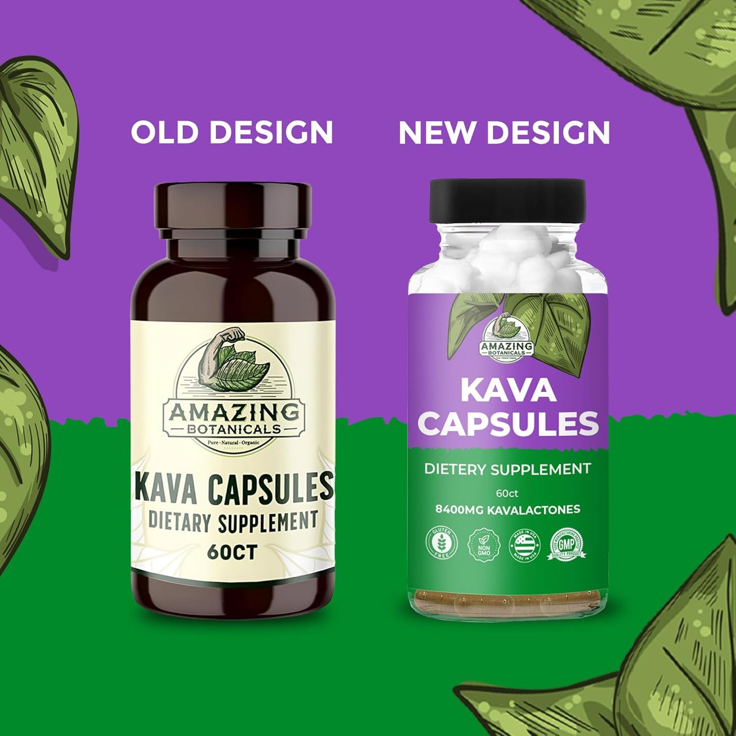 Premium Kava Kava Capsules for Deep Relaxation | 1000mg Kava Root Extract | Natural Tension Relief | 100% Noble Fijian Kava Root Powder | Non-GMO - 60 Count