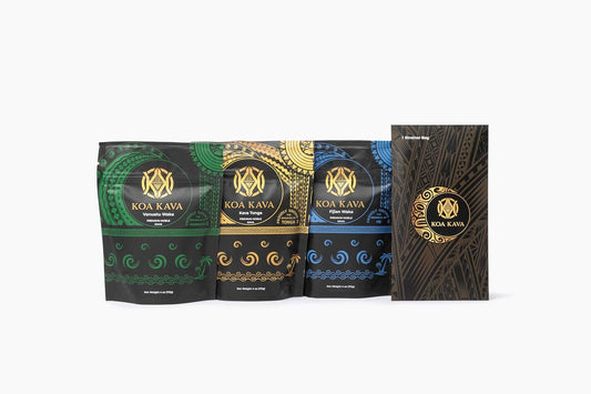Premium Kava Sample Kit: Medium Grind Tongan, Vanuatu, and Fijian Waka Powder - Koa Kava