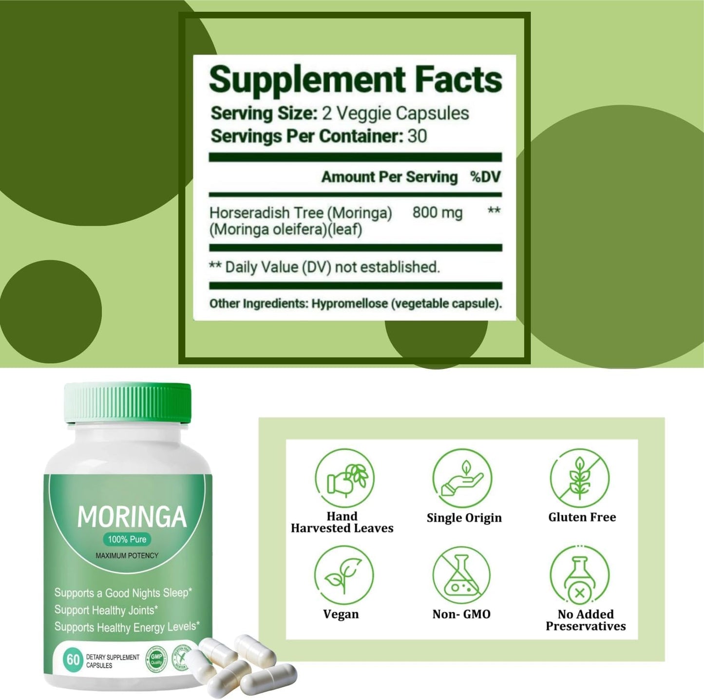 Premium Kidney Cleanse Supplement with Moringa for Improved Kidney Health, Skin and Gut Health - 1 Pack