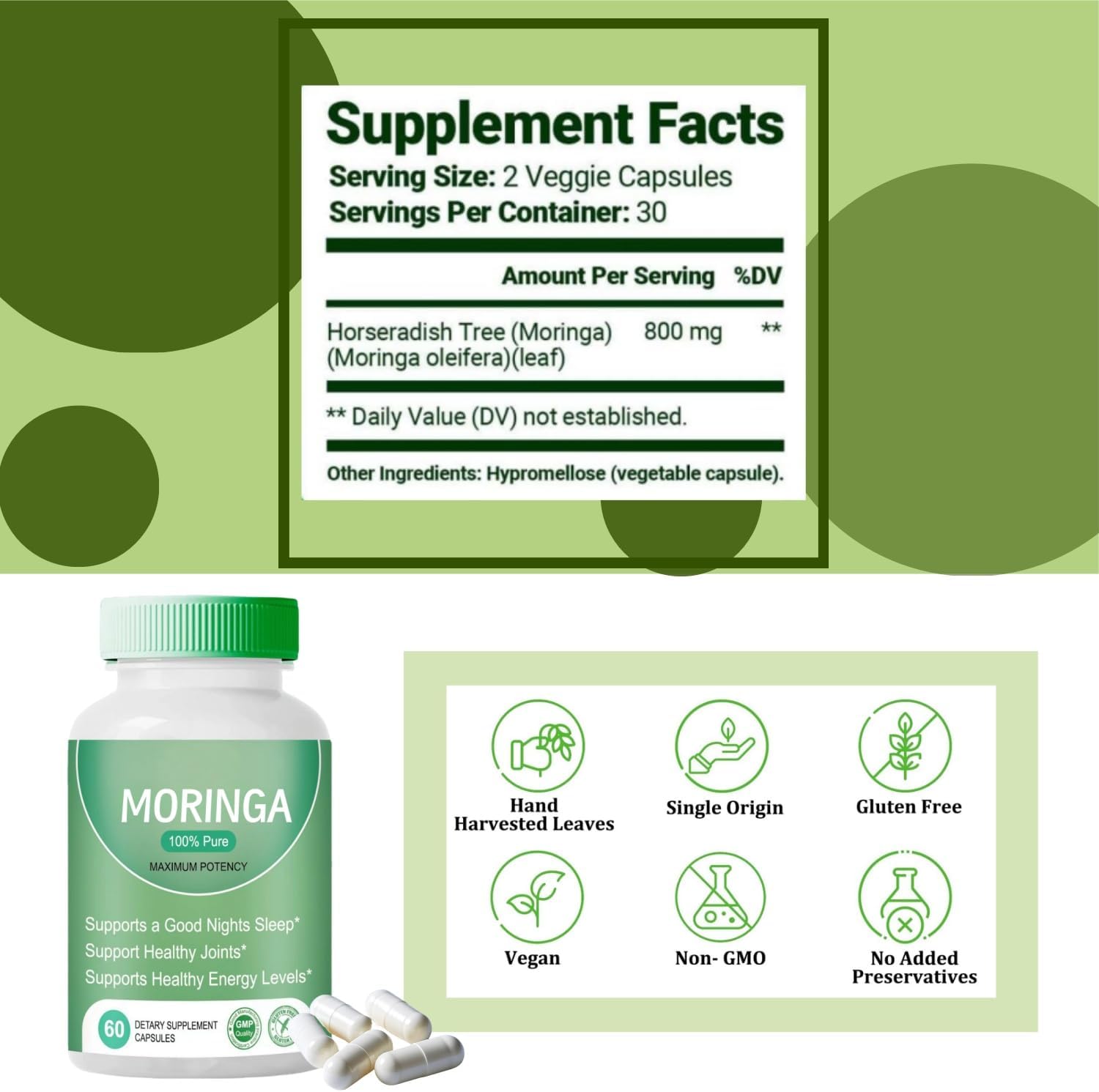Premium Kidney Cleanse Supplement with Moringa for Improved Kidney Health, Skin and Gut Health - 1 Pack