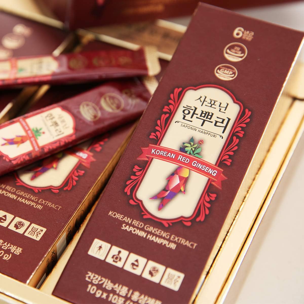Premium Korean Panax Red Ginseng Extract - 6 Year Roots, 20mg Ginsenoside - Immunity, Energy, Stamina, Memory, Mood, Focus - 10g X 30 Pcs