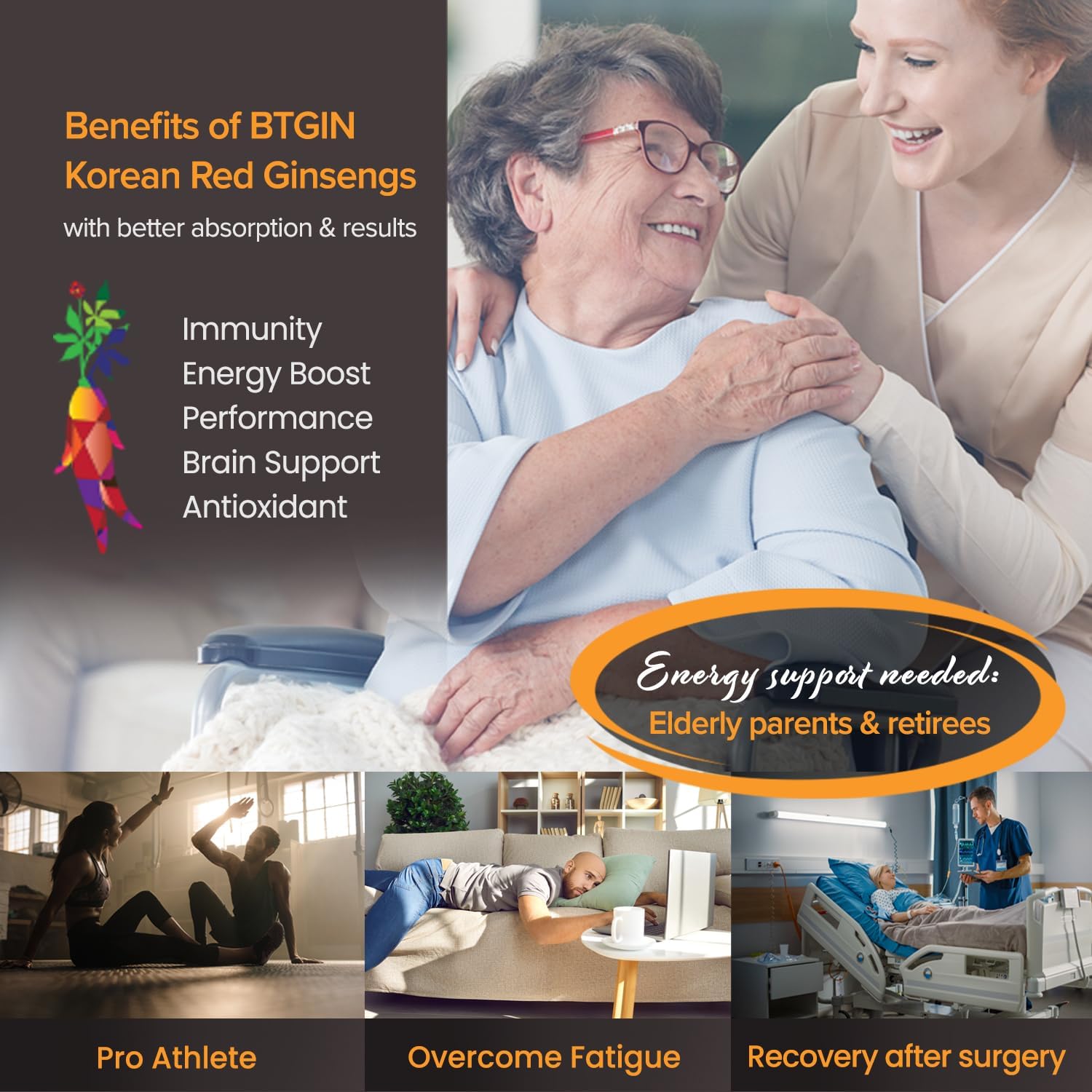 Premium Korean Panax Red Ginseng Extract - 6 Year Roots, 20mg Ginsenoside - Immunity, Energy, Stamina, Memory, Mood, Focus - 10g X 30 Pcs