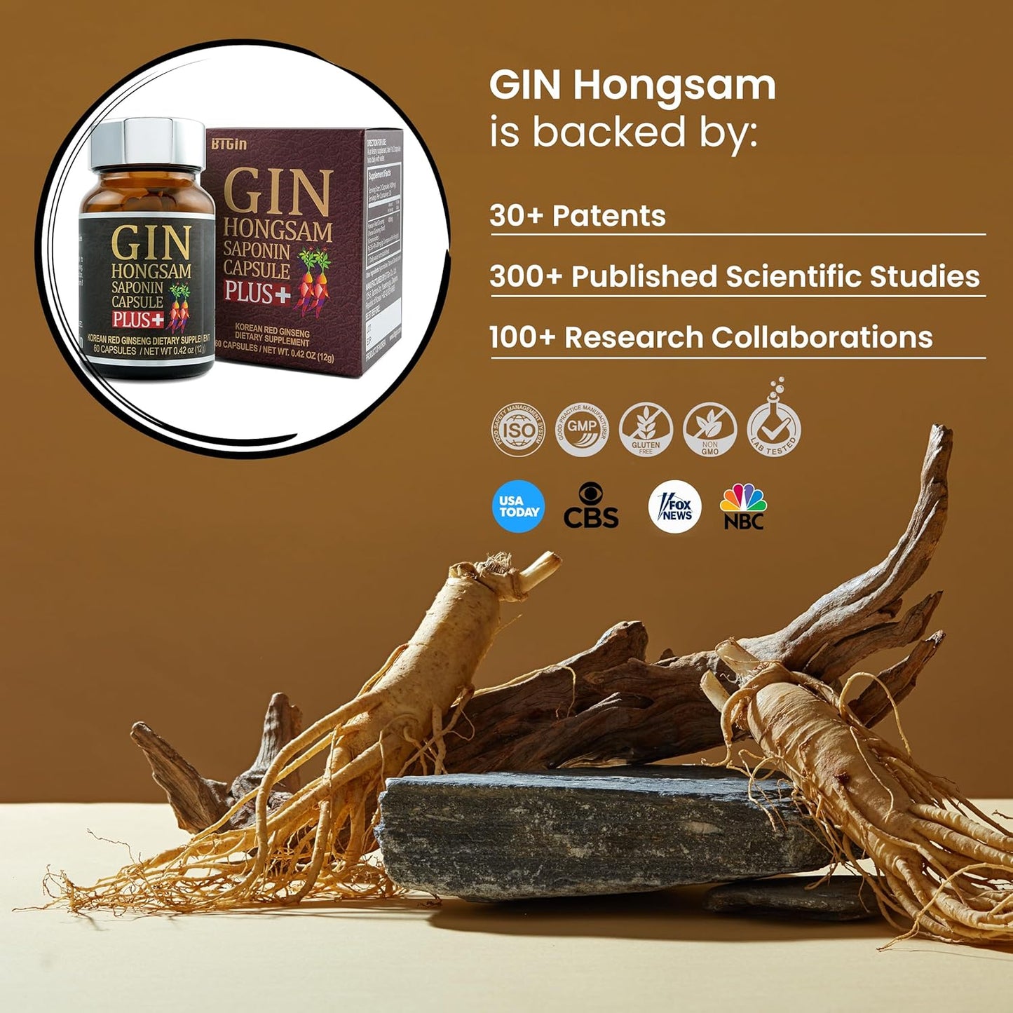 Premium Korean Red Ginseng Capsules for Anti Aging, Energy Boost, Immune Support, and Memory - 60 Capsules - 100% Red Ginseng