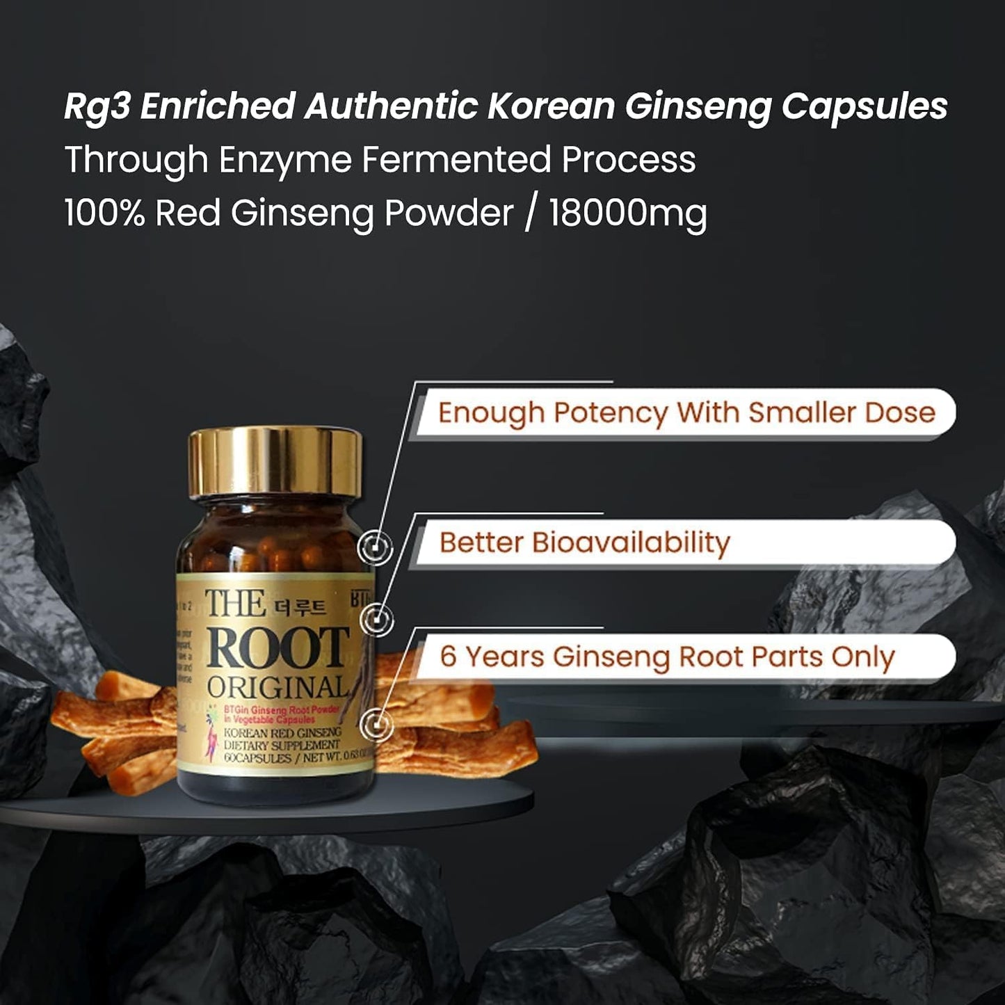 Premium Korean Red Ginseng Capsules with Pure Ginsenosides Rg3 for Natural Energy Support